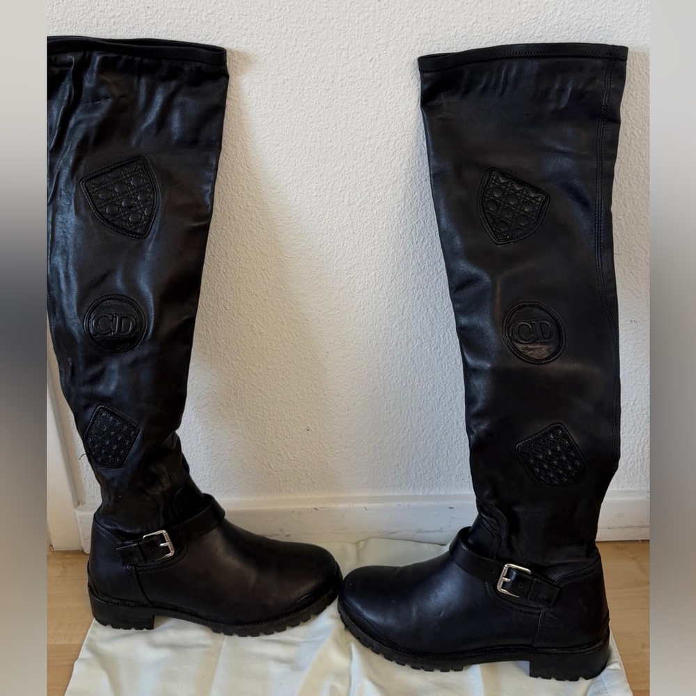 Dior Black Leather Tall Boots